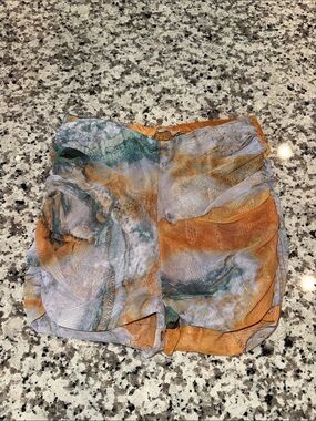 Zara Orange and Teal Marble Print Athletic Shorts